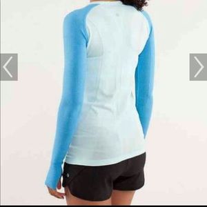Blue Lululemon swiftly tech long sleeve shirt